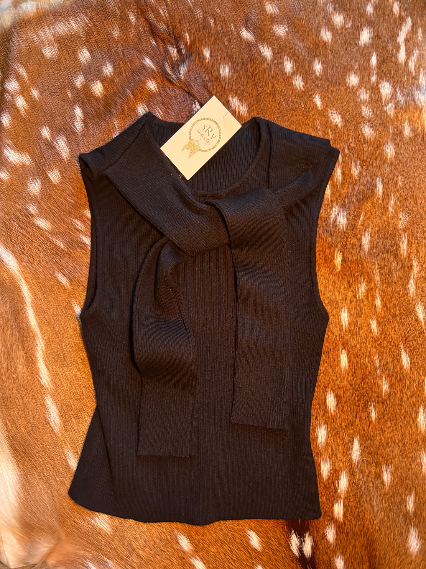 Black front tie tank